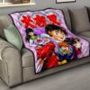 Inuyasha Anime Premium Quilt Inuyasha Kagome And The Gang Sakura Blossom Pink Quilt Blanket 15