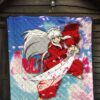 Inuyasha Anime Premium Quilt Inuyasha Using Sword Sakura Blossom Flower Flying Quilt Blanket 7