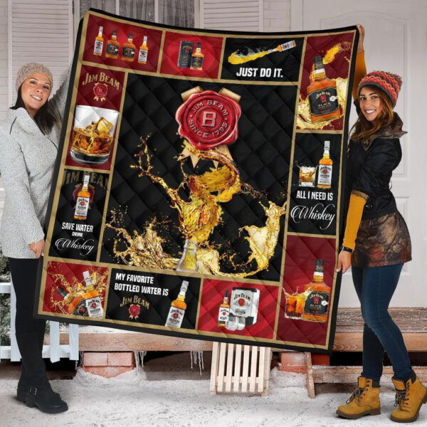 Jim Beam Quilt Blanket All I Need Is Whisky Gift Idea