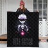 Jujutsu Kaisen Anime Premium Quilt Satoru Gojo Magic Ball Red Power Black Quilt Blanket 3