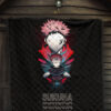 Jujutsu Kaisen Anime Premium Quilt Sukuna And Yuji No Face White Kanji Patterns Quilt Blanket 7