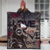 Love Premium Quilt - Introvert Skeleton Wearing Headphone Love Patterns Quilt Blanket 3