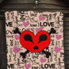 Love Premium Quilt - Love Text Patterns Skull Heart Symbol Quilt Blanket 7