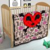 Love Premium Quilt - Love Text Patterns Skull Heart Symbol Quilt Blanket 21