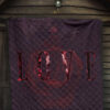 Love Premium Quilt - LOVE Text Rose Flower Black Background Quilt Blanket 7