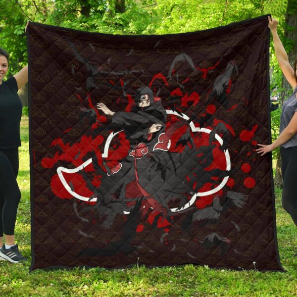 Naruto Anime Itachi Uchiha Power Crow Fading Premium Quilt Blanket