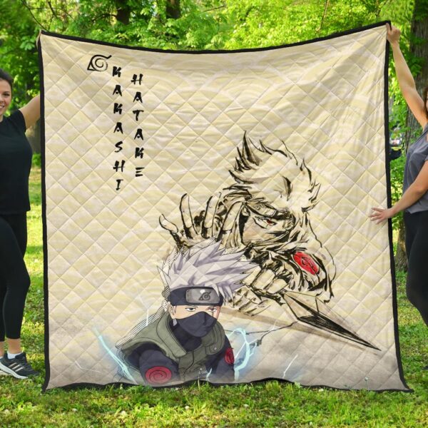 Naruto Anime Kakashi Hatake Chidori Power Black Painting Artwork Premium Quilt Blanket