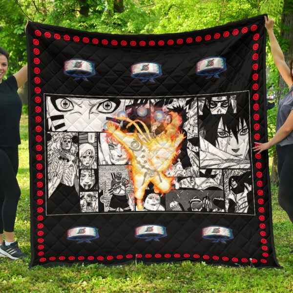 Naruto Anime Naruto Bijuu Mode Manga Black White Background Premium Quilt Blanket