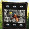 Naruto Anime Naruto Fighting Manga Black White Background Premium Quilt Blanket 5