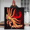 Naruto Anime Naruto Nine Tails Red And Black Premium Quilt Blanket 3