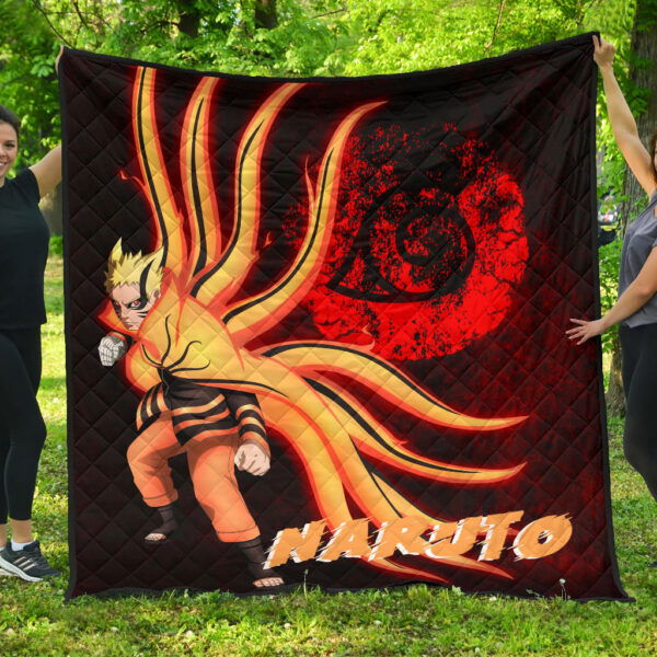 Naruto Anime Naruto Nine Tails Red And Black Premium Quilt Blanket