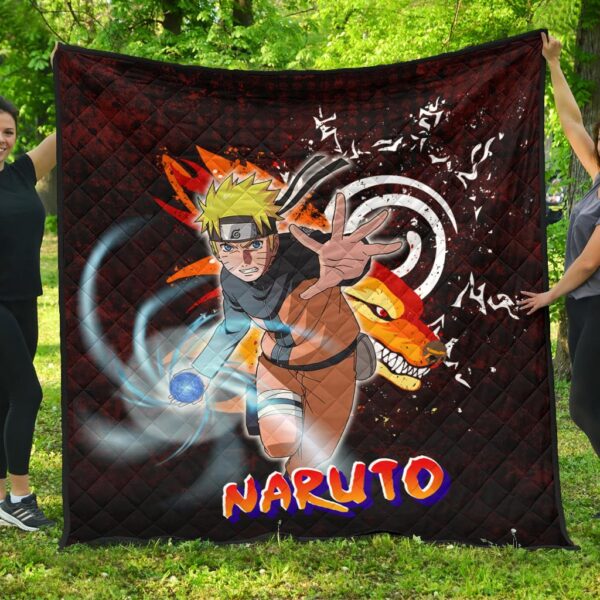 Naruto Anime Naruto Sharingan With Kurama Eight Trigrams Seal Premium Quilt Blanket