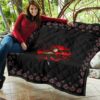 Naruto Anime Premium Quilt - Itachi After Reincarnation Red Moon Akatsuki Cloud Quilt Blanket 11