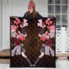 Naruto Anime Premium Quilt - Sakura Punch Cherry Blossom Konoha Symbol Quilt Blanket 3