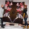 Naruto Anime Premium Quilt - Sakura Punch Cherry Blossom Konoha Symbol Quilt Blanket 1