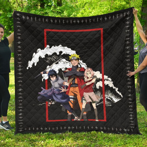 Naruto Anime Premium Quilt Team 7 Naruto Sasuke Sakura Fighting Quilt Blanket