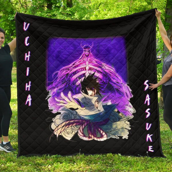 Naruto Anime Premium Quilt – Uchiha Sasuke Shraingan Power Purple Susano Quilt Blanket