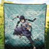 Naruto Anime Sasuke Uchiha Cloud Pattern Blue Theme Premium Quilt Blanket 5