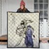 Naruto Anime Sasuke Uchiha Using Sword Black Painting Artwork Premium Quilt Blanket 3