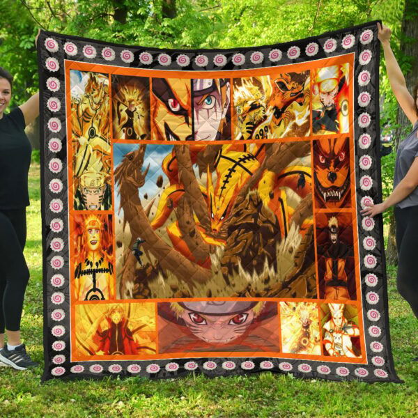 Naruto Uzumaki And Kurama Premium Quilt Blanket Anime Home Decor Custom For Fans