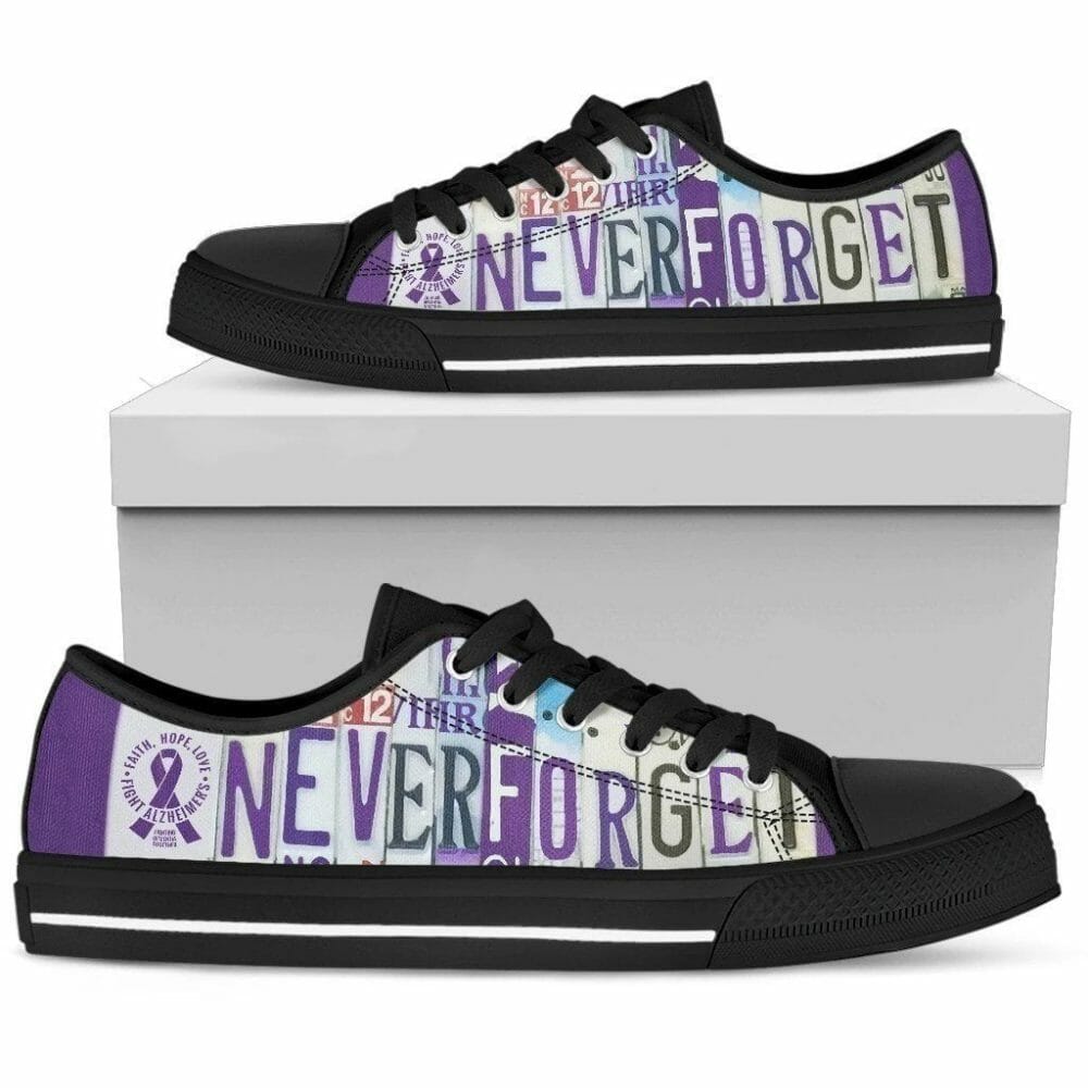 Never Forget Alzheimer Awareness Sneaker Women Low Top Shoes