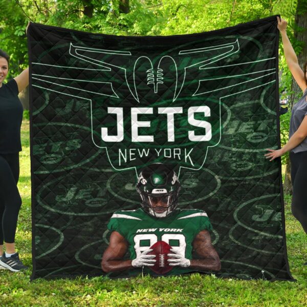 New York American Football Jets Football Cool Player Dark Green Theme Premium Quilt Blanket