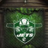 New York American Football Jets Football Jets Player Silhouette Dark Green Premium Quilt Blanket 7