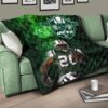 New York American Football Jets Football Player 20 Grab Rugby Ball Running Green Premium Quilt Blanket 17