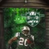 New York American Football Jets Football Player 20 Grab Rugby Ball Running Green Premium Quilt Blanket 7