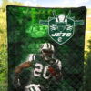 New York American Football Jets Football Player 20 Grab Rugby Ball Running Green Premium Quilt Blanket 5