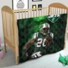 New York American Football Jets Football Player 20 Grab Rugby Ball Running Green Premium Quilt Blanket 21