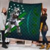 New York American Football Jets Football Player 24 Running Fading American Flag Premium Quilt Blanket 1