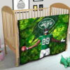 New York American Football Jets Football Player 89 Celebrating Score Holding Ball Premium Quilt Blanket 21