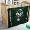 New York American Football Jets Football Rush Artwork Jumping Dark Green Premium Quilt Blanket 21