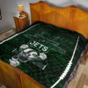 New York American Football Jets Football Rush Artwork Jumping Dark Green Premium Quilt Blanket 19