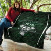 New York American Football Jets Football Rush Artwork Jumping Dark Green Premium Quilt Blanket 11