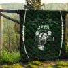 New York American Football Jets Football Rush Artwork Jumping Dark Green Premium Quilt Blanket 13