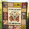 On A Dark Desert Hippie Van Golden Retriever Quilt Blanket 5