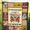 On Dark Desert Highway Hippie Van Bulldog Quilt Blanket Dog Lover 5