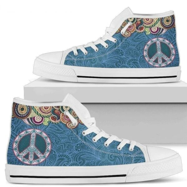 Peace Sign Hippie Style Women High Top Shoes