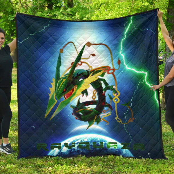 Pokemon Anime Pokemon Rayquaza Ultra Universe Blue Premium Quilt Blanket