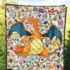 Pokemon Anime Premium Quilt - Charizard Flame Dragon Tiny Pokemon Patterns Background Quilt Blanket 5