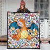 Pokemon Anime Premium Quilt - Charizard Flame Dragon Tiny Pokemon Patterns Background Quilt Blanket 3