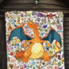 Pokemon Anime Premium Quilt - Charizard Flame Dragon Tiny Pokemon Patterns Background Quilt Blanket 7