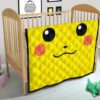 Pokemon Anime Premium Quilt - Cute Minimalist Pikachu Yellow Face Quilt Blanket 19