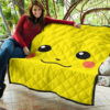 Pokemon Anime Premium Quilt - Cute Minimalist Pikachu Yellow Face Quilt Blanket 9