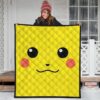 Pokemon Anime Premium Quilt - Cute Minimalist Pikachu Yellow Face Quilt Blanket 1