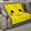 Pokemon Anime Premium Quilt - Cute Minimalist Pikachu Yellow Face Quilt Blanket 13