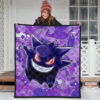 Pokemon Anime Premium Quilt - Evil Hintergrund Gengar Red Eyes With Purple Pokemons Quilt Blanket 3