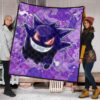 Pokemon Anime Premium Quilt - Evil Hintergrund Gengar Red Eyes With Purple Pokemons Quilt Blanket 1